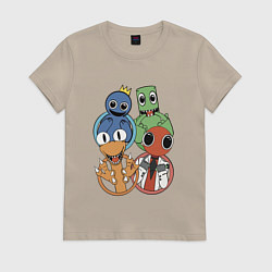 Футболка хлопковая женская Радужные друзья, цвет: миндальный
