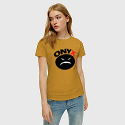 Футболка хлопковая женская Onyx logo black, цвет: горчичный — фото 2