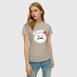 Футболка хлопковая женская Onyx logo white, цвет: миндальный — фото 2