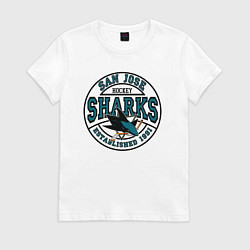 Футболка хлопковая женская San Jose Sharks, цвет: белый