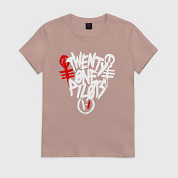 Футболка хлопковая женская Twenty one pilots, цвет: пыльно-розовый