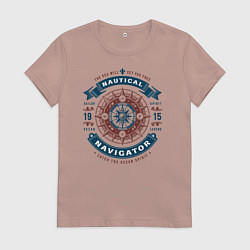 Футболка хлопковая женская Морской навигатор, цвет: пыльно-розовый