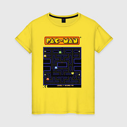 Футболка хлопковая женская Pac-Man на ZX-Spectrum, цвет: желтый