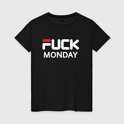 Футболка хлопковая женская Fuck monday, fila, anti-brand, цвет: черный