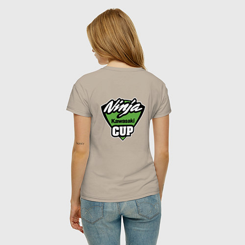 Женская футболка Kawasaki Ninja Cup - Девушка за рулём / Миндальный – фото 4