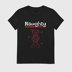 Футболка хлопковая женская Naughty elf, цвет: черный