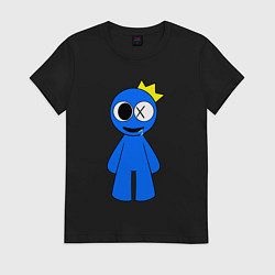 Футболка хлопковая женская Радужные друзья Синий улыбается, цвет: черный