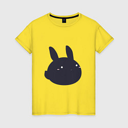 Футболка хлопковая женская Черный кролик - минимализм, цвет: желтый
