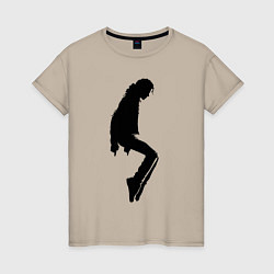 Футболка хлопковая женская Силуэт Майкла Джексона - Minimalism, цвет: миндальный