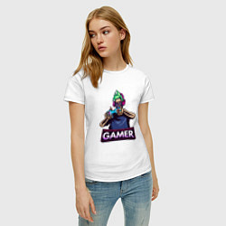 Футболка хлопковая женская Skull gamer, цвет: белый — фото 2