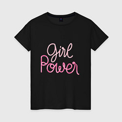 Футболка хлопковая женская Pink - girl Power, цвет: черный