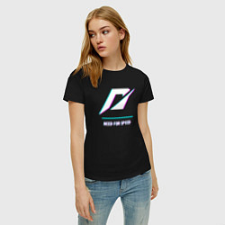 Футболка хлопковая женская Need for Speed в стиле glitch и баги графики, цвет: черный — фото 2