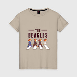 Футболка хлопковая женская Beagles, цвет: миндальный