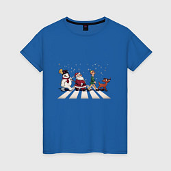 Футболка хлопковая женская Beatles Christmas, цвет: синий