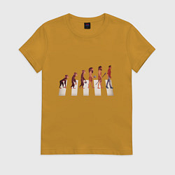 Футболка хлопковая женская Human evolution, цвет: горчичный