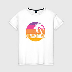 Футболка хлопковая женская Summer time California, цвет: белый