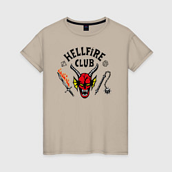 Футболка хлопковая женская Hellfire сlub art, цвет: миндальный