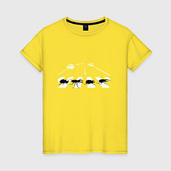 Футболка хлопковая женская Walking beetles, цвет: желтый
