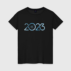 Футболка хлопковая женская 2023 Новый год, цвет: черный