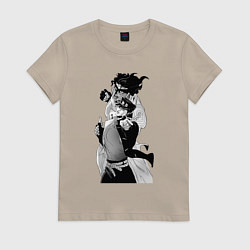 Футболка хлопковая женская Джотаро и платиновая звезда, цвет: миндальный