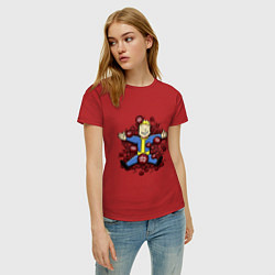 Футболка хлопковая женская Vault boy caps, цвет: красный — фото 2