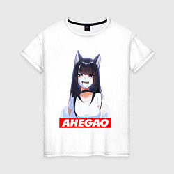 Женская футболка Девушка ахегао с логотипом