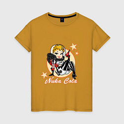 Футболка хлопковая женская Nuka cola mascotte, цвет: горчичный