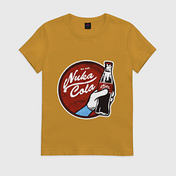 Футболка хлопковая женская Nuka cola sticker, цвет: горчичный