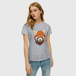 Футболка хлопковая женская Голова милой красной панды, цвет: меланж — фото 2