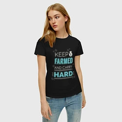 Футболка хлопковая женская Keep Farmed & Carry Hard, цвет: черный — фото 2