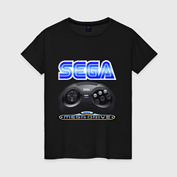 Футболка хлопковая женская Sega - mega drive joystick, цвет: черный