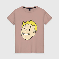 Футболка хлопковая женская Vault boy head, цвет: пыльно-розовый