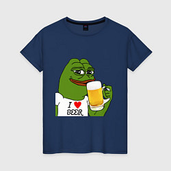 Футболка хлопковая женская Drink Pepe, цвет: тёмно-синий