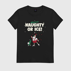 Футболка хлопковая женская Naughty or ice, цвет: черный