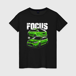 Футболка хлопковая женская Ford Focus art, цвет: черный