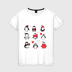 Футболка хлопковая женская Positive penguins, цвет: белый