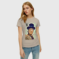 Футболка хлопковая женская John Lennon - legendary musician, цвет: миндальный — фото 2