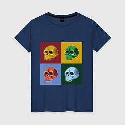 Женская футболка Четыре черепочка в разноцветных квадратах