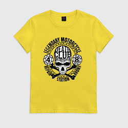 Футболка хлопковая женская Череп с костями и цепи, цвет: желтый