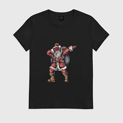 Футболка хлопковая женская Santa dance dab, цвет: черный