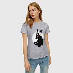 Футболка хлопковая женская Черный кролик 2023, цвет: меланж — фото 2