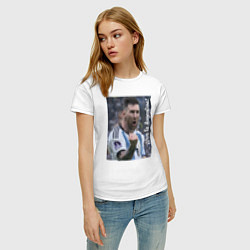 Футболка хлопковая женская Viva la Argentina - Lionel Messi - world champion, цвет: белый — фото 2