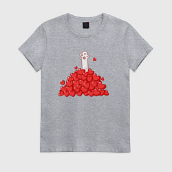 Футболка хлопковая женская Куча сердечек, цвет: меланж