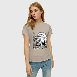 Футболка хлопковая женская Chef skull, цвет: миндальный — фото 2