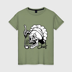 Футболка хлопковая женская Chef skull, цвет: авокадо