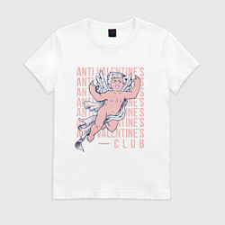 Футболка хлопковая женская Club Anti valentines, цвет: белый