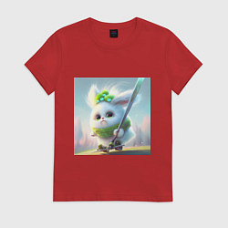 Футболка хлопковая женская Снежок, цвет: красный