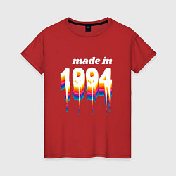 Футболка хлопковая женская Made in 1994 liquid art, цвет: красный