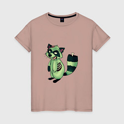 Женская футболка Зеленый енот зомбак