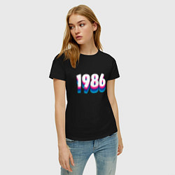 Футболка хлопковая женская Made in 1986 vintage art, цвет: черный — фото 2